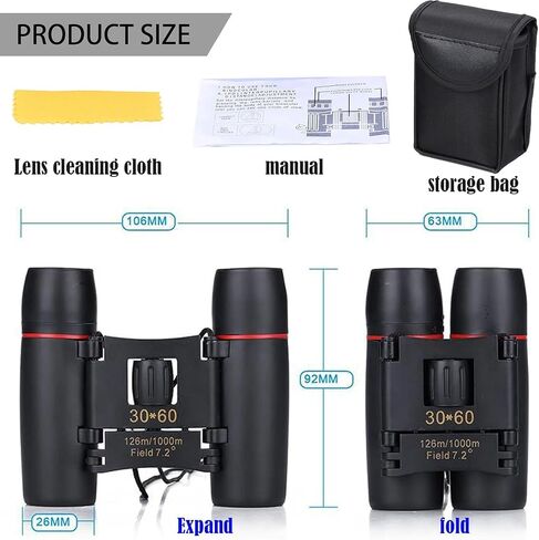8x21 Binoculars Compact Adults and Kids with Upgraded Phone Adapter, Lightweight Foldable Binoculars, High Power Easy Focus Binocular for Bird Watching,Travel,Sightseeing in Saudi Arabia