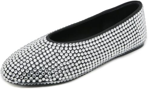 STUPMARY Women Flats Shoes Round Toe Slip On Studded Crystal Casual Driving Comfort Ballet Dance Shoes in Saudi Arabia