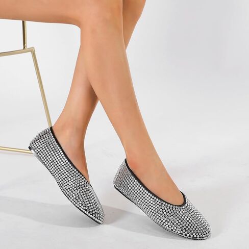 STUPMARY Women Flats Shoes Round Toe Slip On Studded Crystal Casual Driving Comfort Ballet Dance Shoes in Saudi Arabia