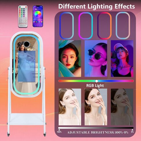 Mirror Photo Booth with Mini PC 21.5in Touch Screen Selfie DSLR Magic Photobooth Machine with Software RGB Light and Flight Case for Event Rental Wedding Party (Machine+Camera) in Kuwait