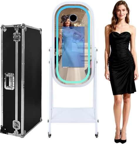 Mirror Photo Booth with Mini PC 21.5in Touch Screen Selfie DSLR Magic Photobooth Machine with Software RGB Light and Flight Case for Event Rental Wedding Party (Machine+Camera) in Kuwait