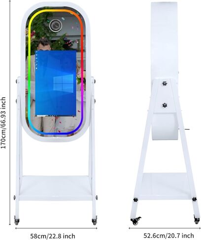 Mirror Photo Booth with Mini PC 21.5in Touch Screen Selfie DSLR Magic Photobooth Machine with Software RGB Light and Flight Case for Event Rental Wedding Party (Machine+Camera) in Kuwait
