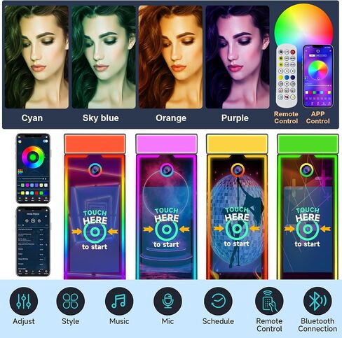 Magic Mirror Photo Booth,65'' Mirror Photo Booth with Camera and Printer, 32'' Interactive Touch Screen,Built-in Mini PC with Instant Print, Professional Photography for Partie(Black, 65-32in) in Kuwait