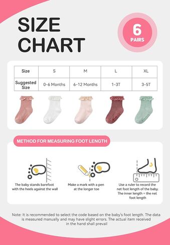 Zando Toddler Girls Non-Slip Ruffle Socks with Grippers Soft Cotton Seamless Ankle Socks for Baby Girls 0-5T in Saudi Arabia