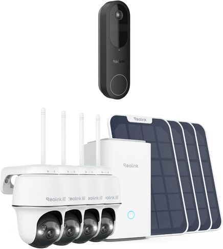 REOLINK 4K Solar Security Camera Outdoor Bundle with Video Doorbell, Encrypted Local Storage Camera System, 360° Pan Tilt, Smart Detection, No Monthly Fee in Saudi Arabia