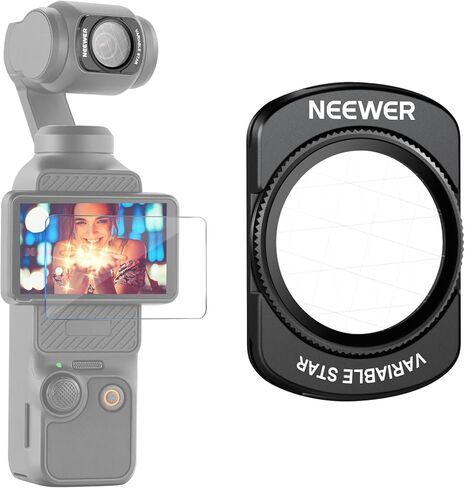 مرشح نجمي قابل للتعديل من NEEWER 4/8 نقطة متوافق مع ملحقات DJI Osmo Pocket 3 Creator Combo، مرشح عدسة كاميرا Gimbal زجاجي بصري متعدد الطبقات مغناطيسي مع واقي شاشة، FL-C38 in Kuwait