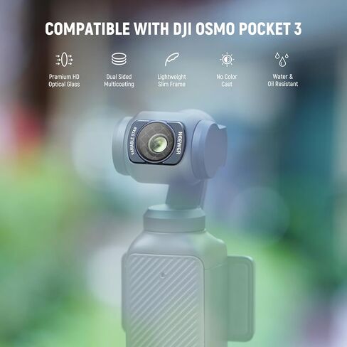 مرشح نجمي قابل للتعديل من NEEWER 4/8 نقطة متوافق مع ملحقات DJI Osmo Pocket 3 Creator Combo، مرشح عدسة كاميرا Gimbal زجاجي بصري متعدد الطبقات مغناطيسي مع واقي شاشة، FL-C38 in Kuwait