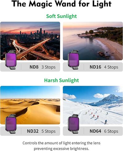 مجموعة مرشحات هجينة مكونة من 7 قطع لـ DJI FLIP، تتضمن الأشعة فوق البنفسجية وND8-PL ND16-PL ND32-PL ND64-PL ND128-PL، مجموعة 2 في 1 ND/CPL التي تعمل على حل الوهج والتعرض الزائد، مجموعة تصوير فيديو بدون طيار مثالية in Kuwait