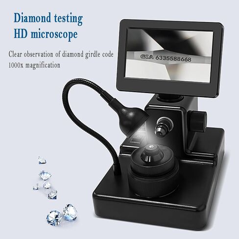 مجهر رقمي 50-1000X مع شاشة LCD 4.3 بوصة، وإضاءة LED وضبط التركيز 10-40 مم - مثالي لفحص نقش الماس وتحليل المجوهرات in Kuwait
