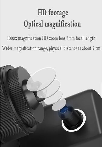 مجهر رقمي 50-1000X مع شاشة LCD 4.3 بوصة، وإضاءة LED وضبط التركيز 10-40 مم - مثالي لفحص نقش الماس وتحليل المجوهرات in Kuwait