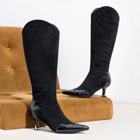 Vepose Women's Knee High Boots, Tall Dress Fashion Pointed Toe Kitten Low Heel Boots with Side Zipper in Saudi Arabia