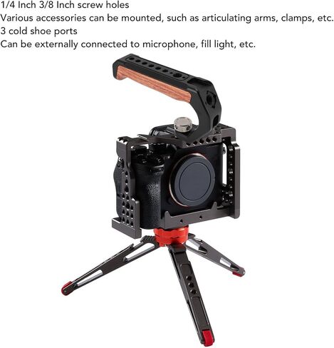 Camera Top Handle with 3 Cold Shoes,Easy Installation, Multiple Screw Holes,Professional Experience, Ergonomic Design,Aluminum Alloy, Pearwood for DSLR Cameras in Saudi Arabia