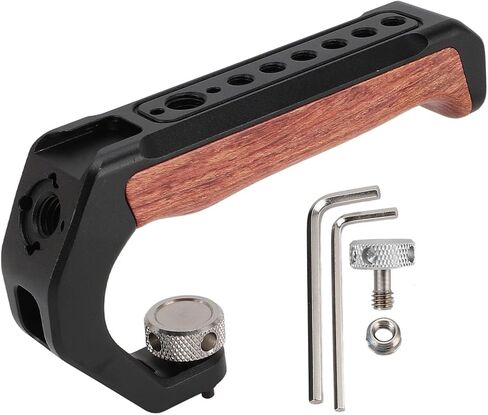 Camera Top Handle with 3 Cold Shoes,Easy Installation, Multiple Screw Holes,Professional Experience, Ergonomic Design,Aluminum Alloy, Pearwood for DSLR Cameras in Saudi Arabia