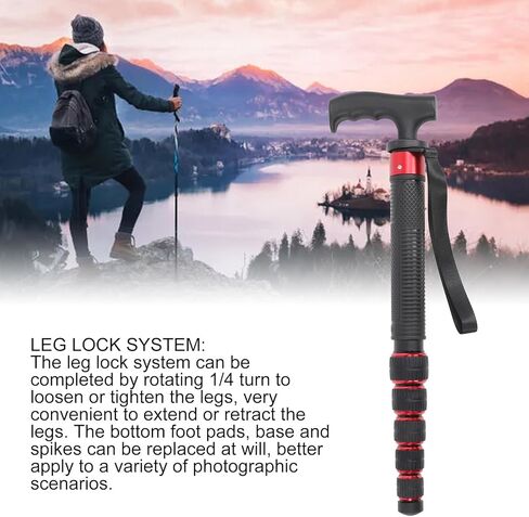Camera Monopod, 6 Sections Telescopic Aluminum Alloy Portable Travel Monopod, Travel Monopod with Walking Stick Handle 1/4in 3/8in Screw 68.5in, Professional Monopod in Saudi Arabia