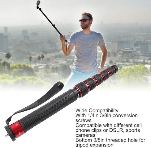 Camera Monopod, 6 Sections Telescopic Aluminum Alloy Portable Travel Monopod, Travel Monopod with Walking Stick Handle 1/4in 3/8in Screw 68.5in, Professional Monopod in Saudi Arabia