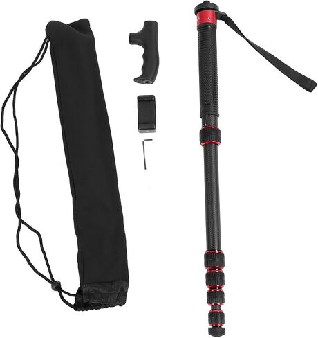 Camera Monopod, 6 Section Extendable Carbon Fiber Monopod, Portable Travel Monopod with Walking Stick Head 1/4 Inch 3/8 Inch Conversion Screw for DSLR Action Camera in Saudi Arabia