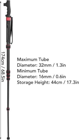 Camera Monopod, 6 Section Extendable Carbon Fiber Monopod, Portable Travel Monopod with Walking Stick Head 1/4 Inch 3/8 Inch Conversion Screw for DSLR Action Camera in Saudi Arabia