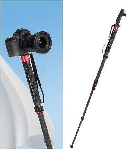 Camera Monopod, 6 Section Extendable Carbon Fiber Monopod, Portable Travel Monopod with Walking Stick Head 1/4 Inch 3/8 Inch Conversion Screw for DSLR Action Camera in Saudi Arabia