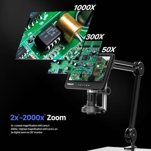 TOMLOV DM602 Flex Digital Soldering Microscope 2000x+TOMLOV TriL107 3-Lens Digital Microscope in Saudi Arabia