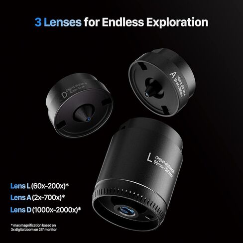 TOMLOV DM602 Pro 10.1" HDMI Digital Microscope 2000x+TOMLOV TriL107 3-Lens Digital Microscope in Kuwait
