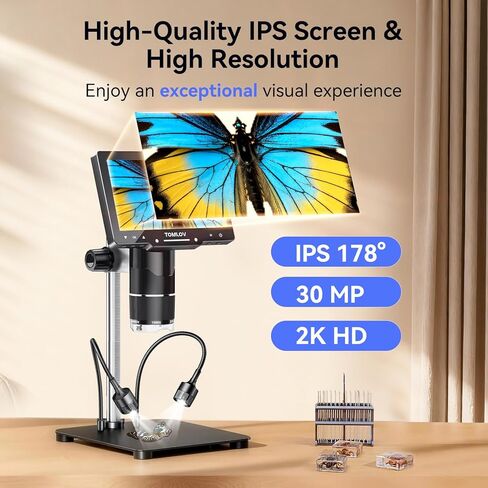 TOMLOV DM602 Pro 10.1" HDMI Digital Microscope 2000x+TOMLOV TriL107 3-Lens Digital Microscope in Kuwait