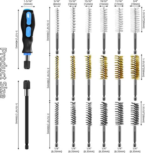 18Pcs Wire Brush Drill Attachments, Nylon, Brass, Stainless Steel Wire Brush Bore Cleaning Brush Set for Power Drill Impact Driver,Abrasive Drill Wire Brush with 1/4" Hex Shank and Tool Bag in Saudi Arabia