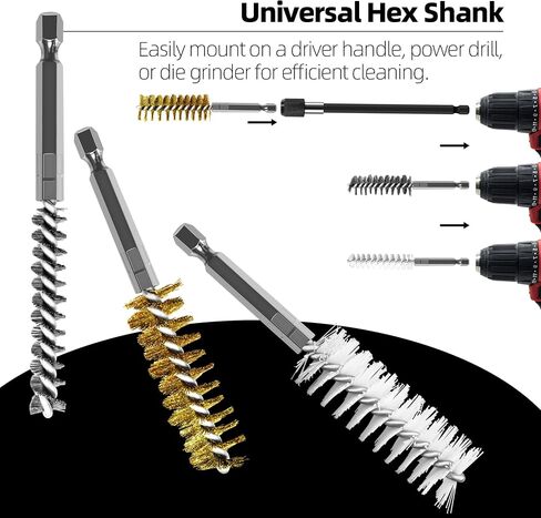 18Pcs Wire Brush Drill Attachments, Nylon, Brass, Stainless Steel Wire Brush Bore Cleaning Brush Set for Power Drill Impact Driver,Abrasive Drill Wire Brush with 1/4" Hex Shank and Tool Bag in Saudi Arabia