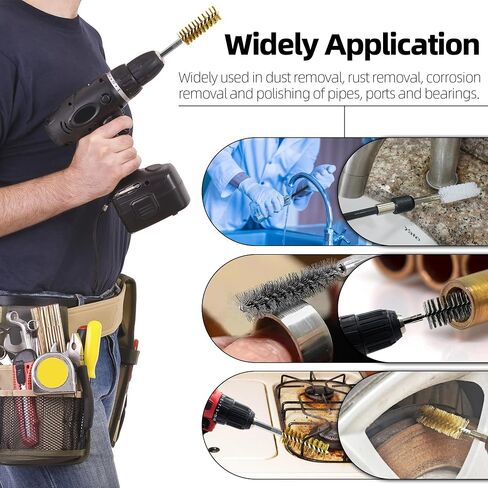 18Pcs Wire Brush Drill Attachments, Nylon, Brass, Stainless Steel Wire Brush Bore Cleaning Brush Set for Power Drill Impact Driver,Abrasive Drill Wire Brush with 1/4" Hex Shank and Tool Bag in Saudi Arabia