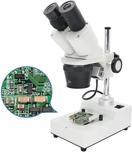 Binocular Stereo Microscope, 20X-40X Magnification, Top LED Illumination, Mobile Phone Adapter for PCB Soldering, Jewelry, and Industrial Repairs, White-20X 30X 40X in Saudi Arabia