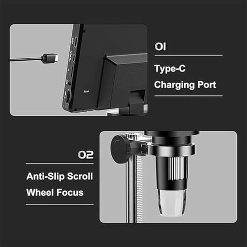 مجهر رقمي بتكبير 1200X مع عجلة تمرير مضادة للانزلاق، وعارض حزام الماس لتحديد الأحجار الكريمة، وفحص المجوهرات، والتحليل الدقيق in Kuwait
