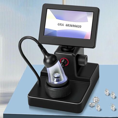 عارض حزام ماسي 50-1500X، مجهر رقمي LCD 4.3 بوصة، مع ضوء ملء LED، شاشة دوارة 360 درجة، لتكبير رمز الخصر الماسي in Kuwait