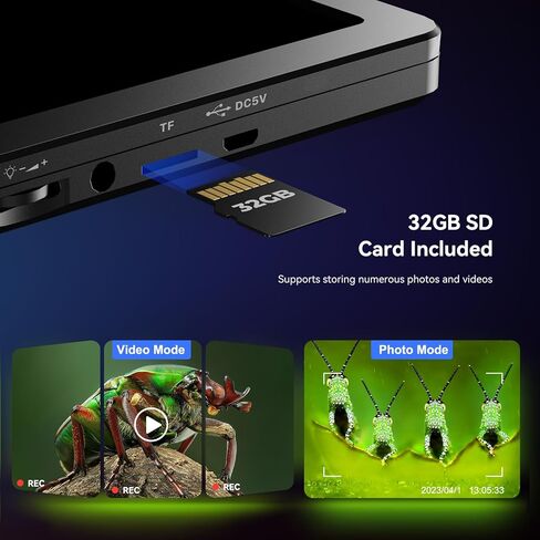 مجهر رقمي TOMLOV DM9 مقاس 7 بوصات: مكبر مجهر للعملات المعدنية 1080P 1200X، مجاهر لحام LCD فائقة الدقة بدقة 12 ميجابكسل للبالغين، عرض الكمبيوتر الشخصي، 32 جيجابايت + مجهر رقمي ثلاثي العدسات TOMLOV TriL107 in Saudi Arabia