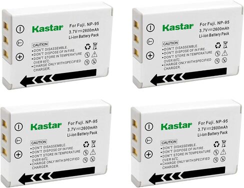 بطارية Kastar FNP95 (4 عبوات) لـ Fujifilm NP-95 & Finepix F30، Finepix F31FD، Finepix Real 3D W1، Finepix X30، Finepix X100، Finepix X100T، Finepix X100LE، Finepix X100S، Finepix X-S1 وRicoh DB-90 in Kuwait