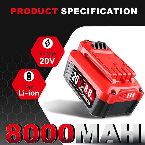 8.0Ah 2Pack Lithium Compatible with Craftsman 20V Cordless Power Tools Replacement for Craftsman 20V Battery in Saudi Arabia