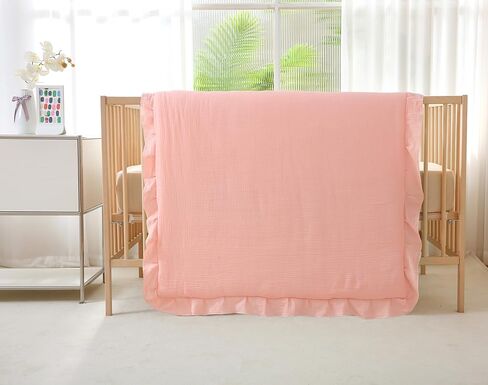 طقم سرير أطفال مكون من 3 قطع من قطن الموسلين للفتيات والأولاد، طقم لحاف سرير ناعم للغاية يسمح بالتهوية مع لحاف سرير بديل مكشكش لطيف، ملاءة جاهزة، كيس وسادة، مناسب لجميع المواسم (بيج) in Kuwait