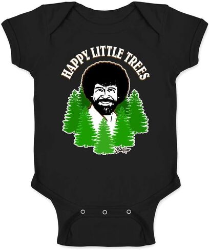 Pop Threads Bob Ross Happy Little Trees Retro Funny Infant Baby Boy Girl Bodysuit in Saudi Arabia