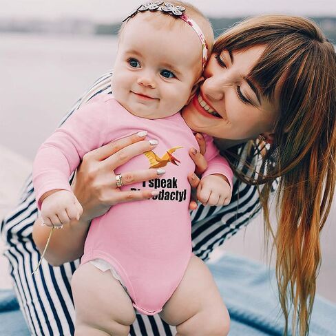 Baby Long Sleeve Bodysuit Humor I Speak Pterodactyl Dinosaur Flying Jurassic Animal Boy & Girl Clothes Cotton Baby Clothes White 18 Months in Saudi Arabia