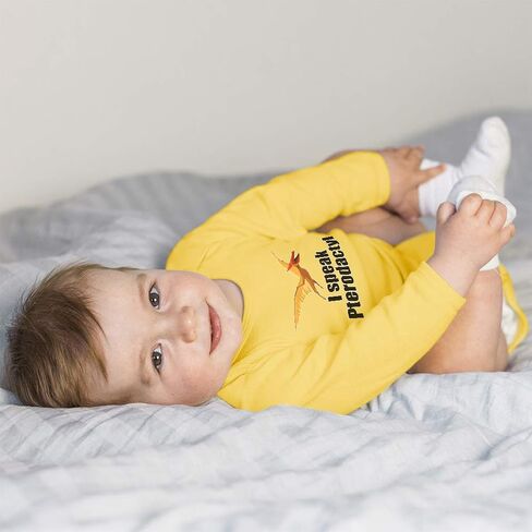 Baby Long Sleeve Bodysuit Humor I Speak Pterodactyl Dinosaur Flying Jurassic Animal Boy & Girl Clothes Cotton Baby Clothes White 18 Months in Saudi Arabia