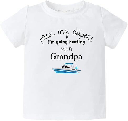 Pack My Diapers I'm Going Boating Cute Baby Bodysuit, Kids & Toddler T-Shirt - Funny Outfit for Girls Boys Baby Shower Foodie Tee in Saudi Arabia