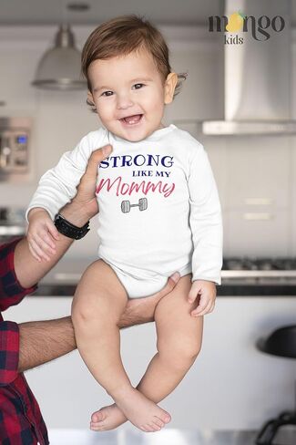 Strong Like My Mommy Cute Baby Bodysuit, Kids & Toddler T-Shirt - Funny Outfit for Girls Boys Baby Shower Foodie Tee in Saudi Arabia