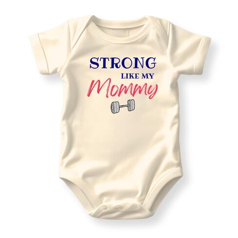 Strong Like My Mommy Cute Baby Bodysuit, Kids & Toddler T-Shirt - Funny Outfit for Girls Boys Baby Shower Foodie Tee in Saudi Arabia