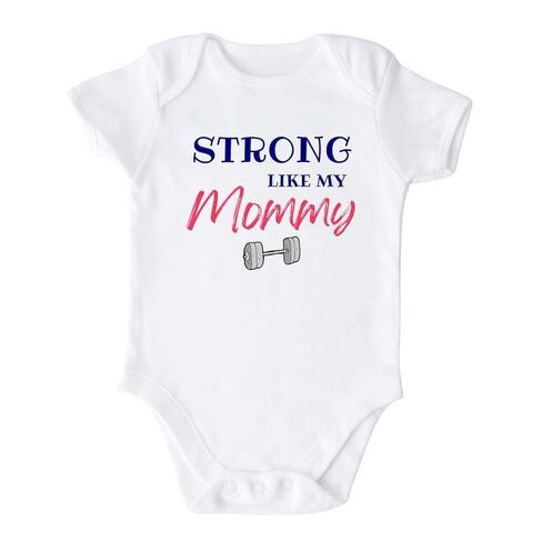 Strong Like My Mommy Cute Baby Bodysuit, Kids & Toddler T-Shirt - Funny Outfit for Girls Boys Baby Shower Foodie Tee in Saudi Arabia