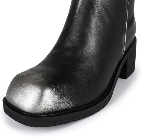 Women's Knee High Square Toe Boots Chunky Block Heel Wide Calf Tall Boot Casual Comfortable Low Heel Pull on Long Boots in Saudi Arabia
