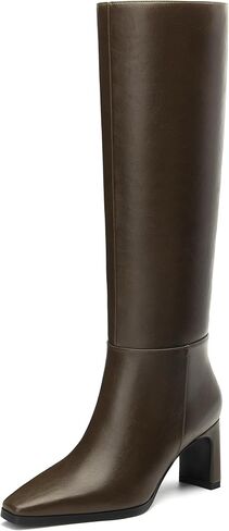 SHOWFOREST Women's Knee High Boots Chunky Heel Square Toe Side Zipper Tall Boots Comfortable Fall Winter Boots Casual Dressy 2.5 Inch in Saudi Arabia