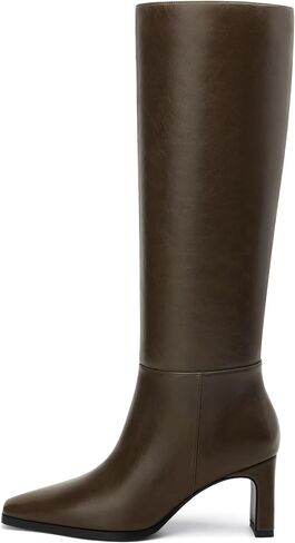 SHOWFOREST Women's Knee High Boots Chunky Heel Square Toe Side Zipper Tall Boots Comfortable Fall Winter Boots Casual Dressy 2.5 Inch in Saudi Arabia
