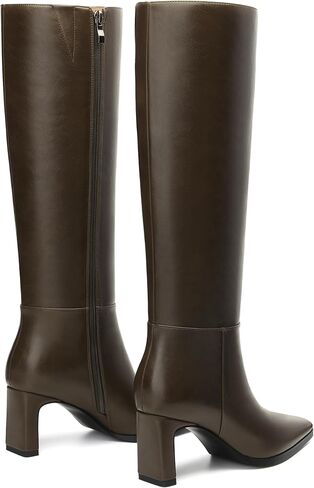SHOWFOREST Women's Knee High Boots Chunky Heel Square Toe Side Zipper Tall Boots Comfortable Fall Winter Boots Casual Dressy 2.5 Inch in Saudi Arabia
