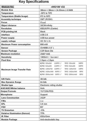 Ov4689 4MP USB Industrial Camera Module with 83/100/120° Lens Option and Double Digital Microphones for Precise Control in Saudi Arabia