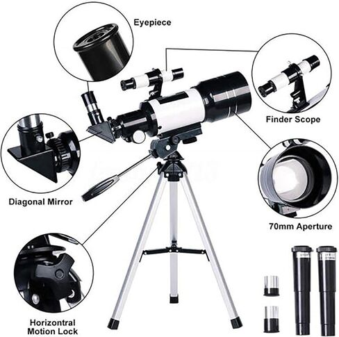 Telescope 150X Wid - -Angle Astronomical Telescope,70mm HD Refractor Telescope for Astronomy,Beginner and Kids Monocular Lunar Observation Tele in Saudi Arabia