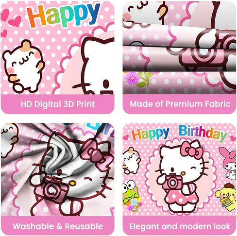 Cartoon Birthday Decorations, Cute Pink Cat Backdrop, Banner Shoot Photo Backgrounds Props, Birthday Party Supplies for Girls (5x3ft) in Saudi Arabia