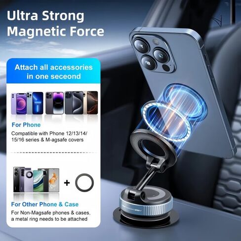 حامل هاتف للسيارة Toyota Prius Facelift 2018، حامل هاتف على الزجاج الأمامي للوحة القيادة أقوى مغناطيسي 360 درجة قابل للتعديل بدون استخدام اليدين ومضاد للسقوط، أسود in Saudi Arabia